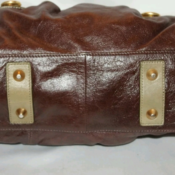 💕STEVEN by STEVE MADDEN Naomi Color Block Brown Leather Satchel Shoulder - Picture 5 of 9